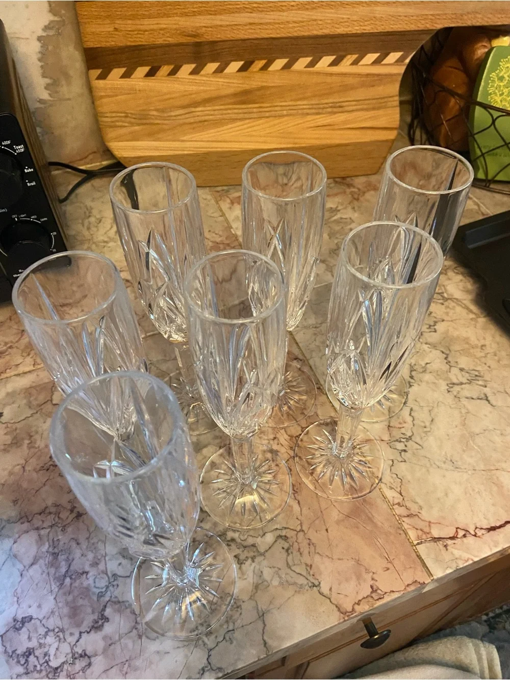 Marquis By Waterford Set of 7 Cut Crystal Champagne Flutes